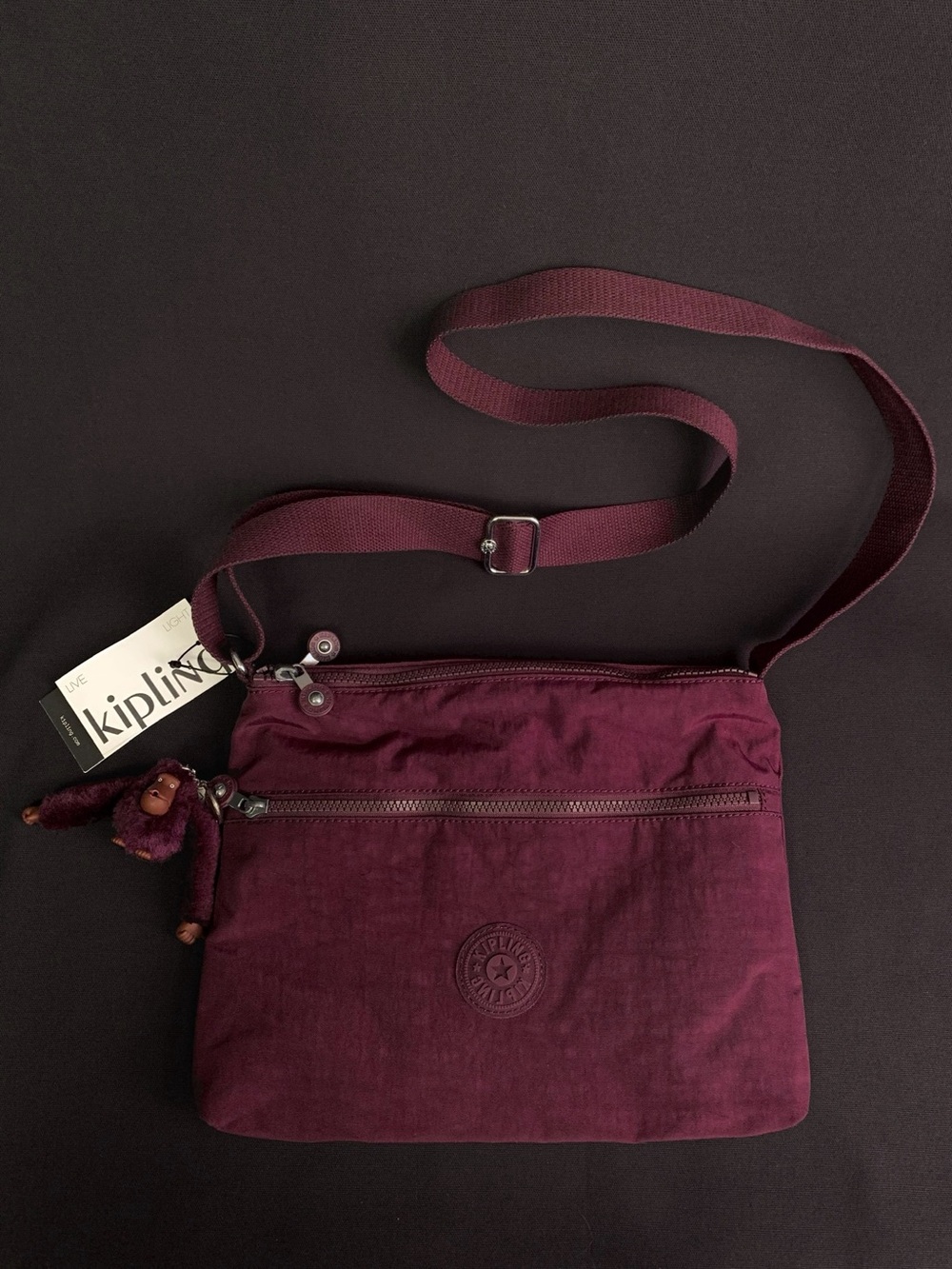 KIPLING Annabelle Nylon Zip Crossbody Shoulder Bag w/ Monkey Keychain NWT